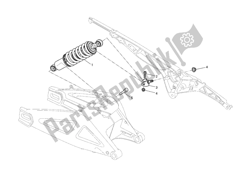 All parts for the Rear Shock Absorber of the Ducati Monster 696 USA 2012